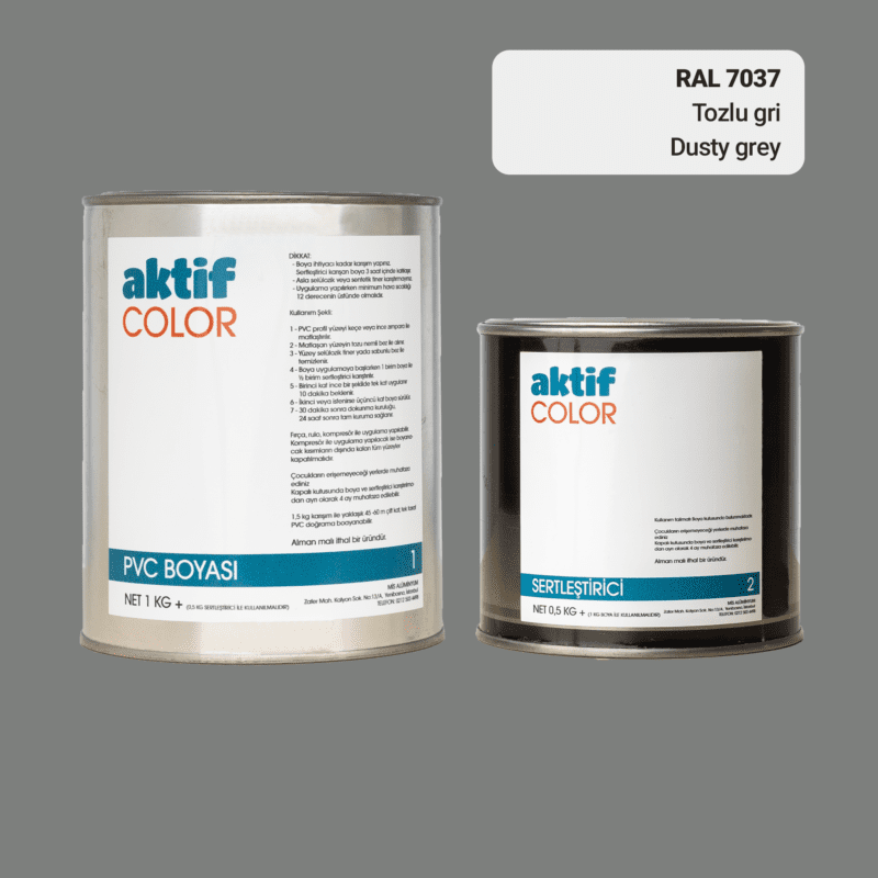 RAL 7037 - Tozlu Gri / Aktif Color Pvc Boyası (Pimapen Boyası) 1,5 Kg / Gri Tonlar