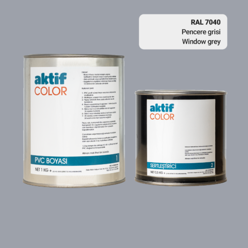 RAL 7040 - Pencere Grisi / Aktif Color Pvc Boyası (Pimapen Boyası) 1,5 Kg / Gri Tonlar