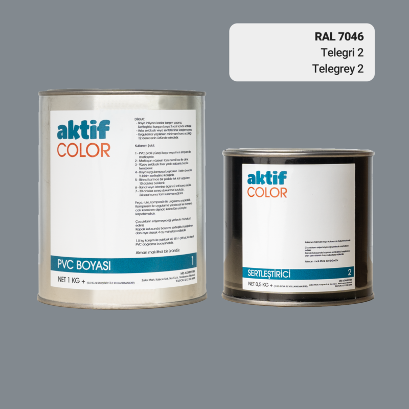 RAL 7046 - Telegri 2 / Aktif Color Pvc Boyası (Pimapen Boyası) 1,5 Kg / Gri Tonlar