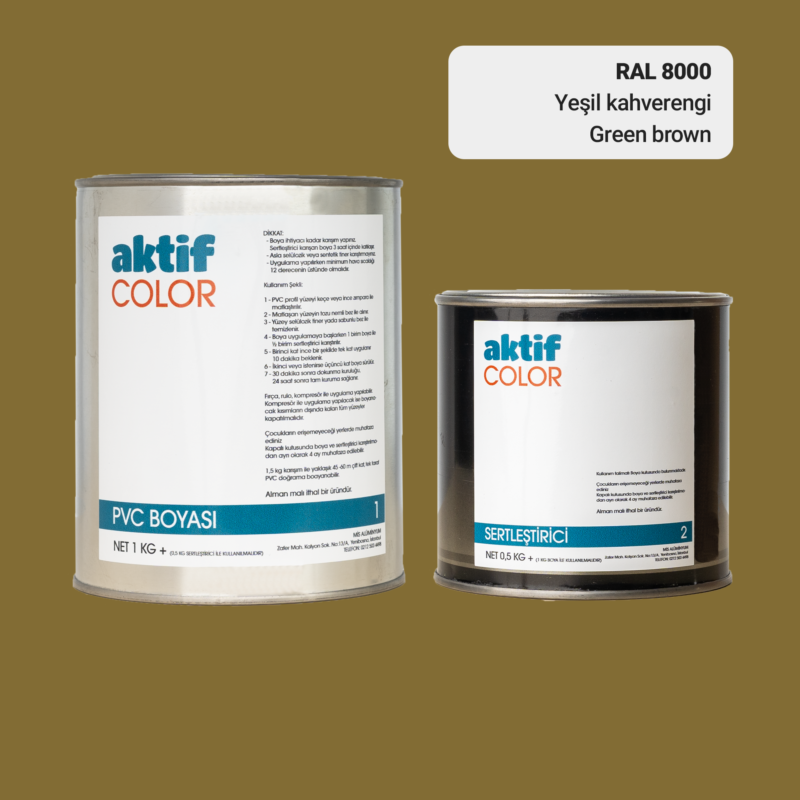RAL 8000 - Yeşil Kahverengi / Aktif Color Pvc Boyası (Pimapen Boyası) 1,5 Kg / Kahverengi Tonlar
