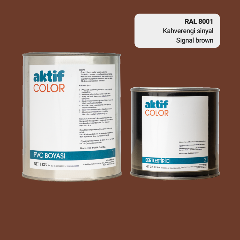RAL 8002 - Kahverengi Sinyal / Aktif Color Pvc Boyası (Pimapen Boyası) 1,5 Kg / Kahverengi Tonlar