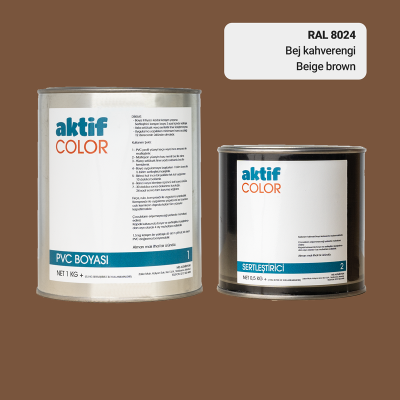 RAL 8024 - Bej Kahverengi / Aktif Color Pvc Boyası (Pimapen Boyası) 1,5 Kg / Kahverengi Tonlar