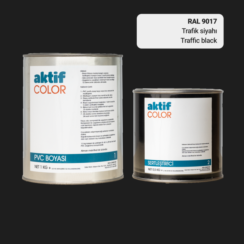 RAL 9017 - Trafik Siyahı / Aktif Color Pvc Boyası (Pimapen Boyası) 1,5 Kg / Beyaz ve Siyah Tonlar