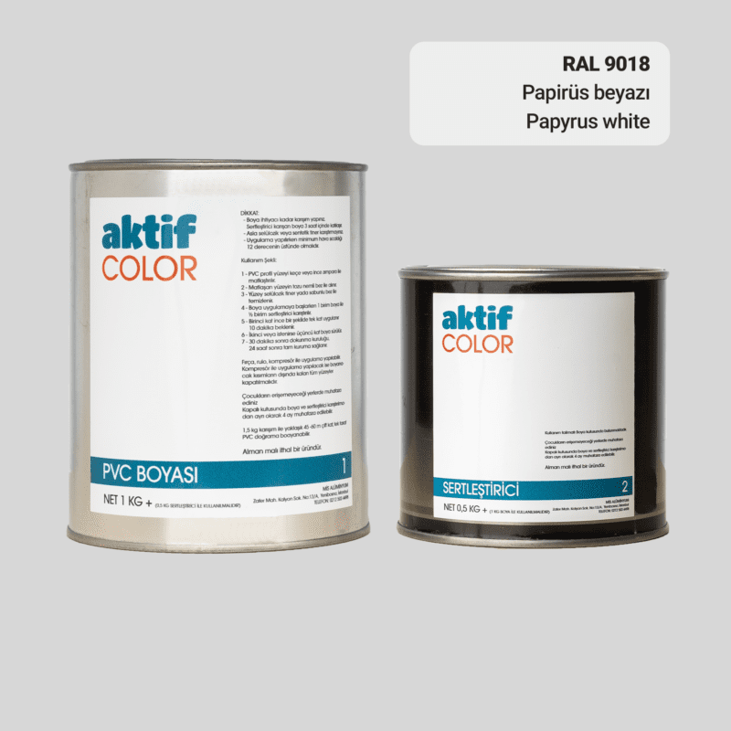 RAL 9018 - Papirüs Beyazı / Aktif Color Pvc Boyası (Pimapen Boyası) 1,5 Kg / Beyaz ve Siyah Tonlar