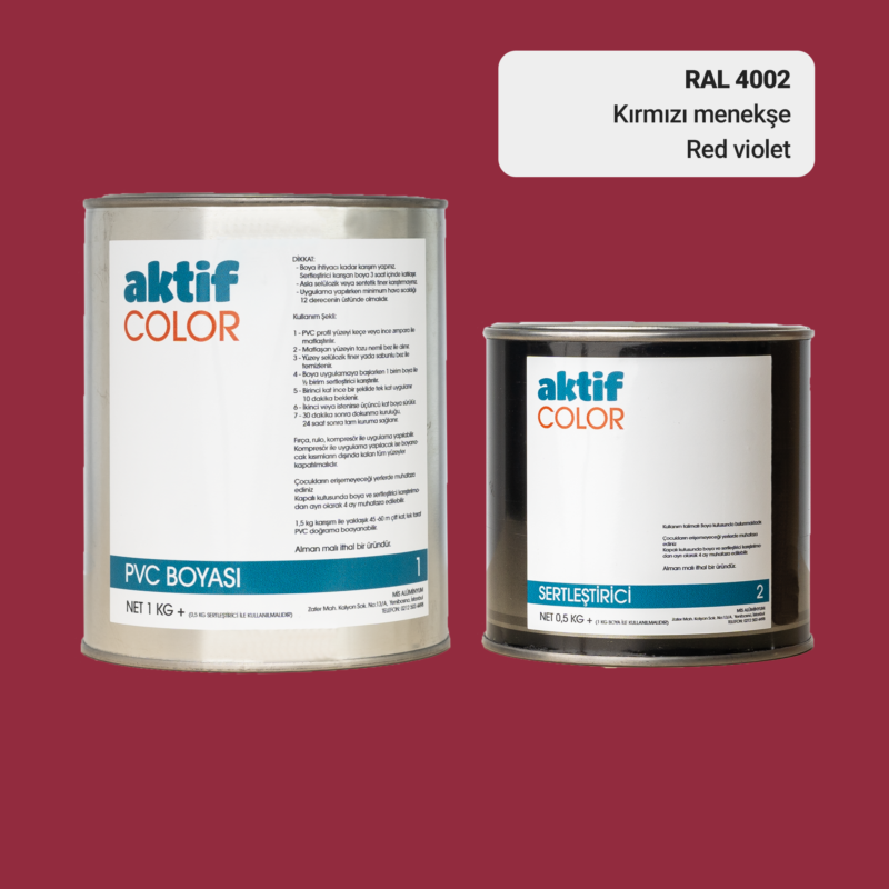 RAL 4002 - Kırmızı Menekşe / Aktif Color Pvc Boyası (Pimapen Boyası) 1,5 Kg / Mor, Eflatun ve Mavi Tonlar