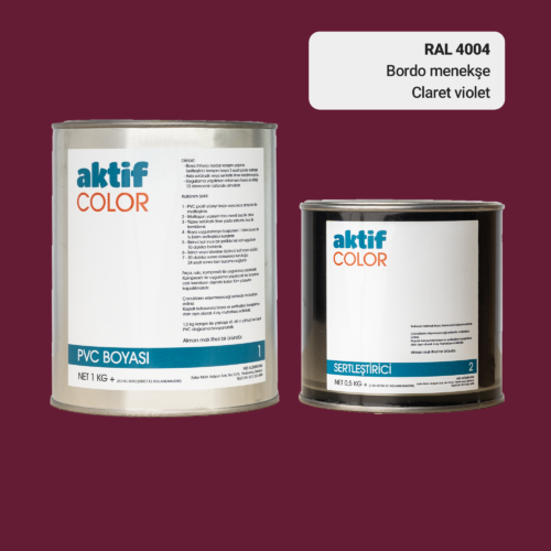RAL 4004 - Bordo Menekşe / Aktif Color Pvc Boyası (Pimapen Boyası) 1,5 Kg / Mor, Eflatun ve Mavi Tonlar