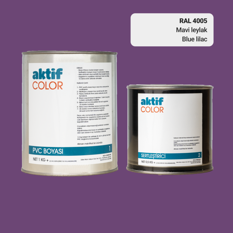 RAL 4005 - Mavi Leylak / Aktif Color Pvc Boyası (Pimapen Boyası) 1,5 Kg / Mor, Eflatun ve Mavi Tonlar