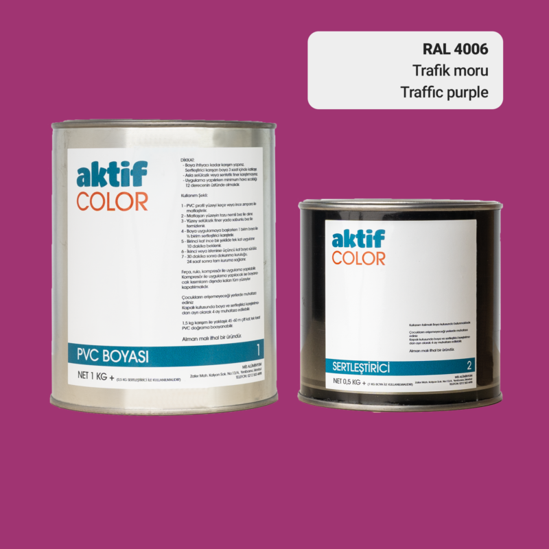 RAL 4006 - Trafik Moru / Aktif Color Pvc Boyası (Pimapen Boyası) 1,5 Kg / Mor, Eflatun ve Mavi Tonlar