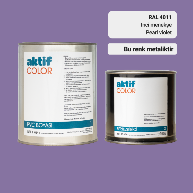 RAL 4011 - Inci Menekşe / Aktif Color Pvc Boyası (Pimapen Boyası) 1,5 Kg / Mor, Eflatun ve Mavi Tonlar