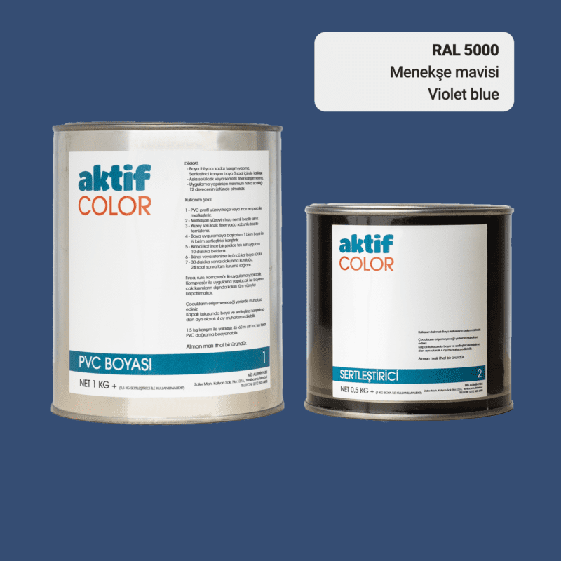 RAL 5000 - Menekşe Mavisi / Aktif Color Pvc Boyası (Pimapen Boyası) 1,5 Kg / Mor, Eflatun ve Mavi Tonlar