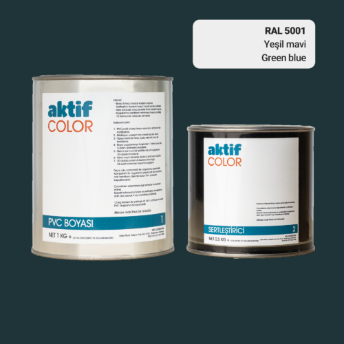 RAL 5001 - Yeşil Mavi / Aktif Color Pvc Boyası (Pimapen Boyası) 1,5 Kg / Mor, Eflatun ve Mavi Tonlar
