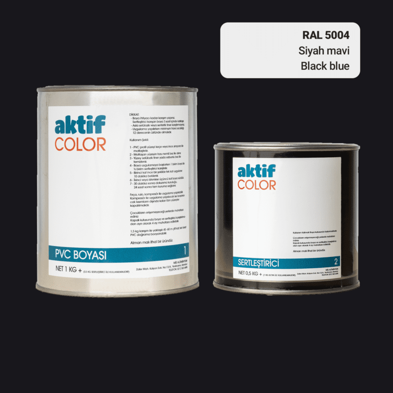 RAL 5004 - Siyah Mavi / Aktif Color Pvc Boyası (Pimapen Boyası) 1,5 Kg / Mor, Eflatun ve Mavi Tonlar