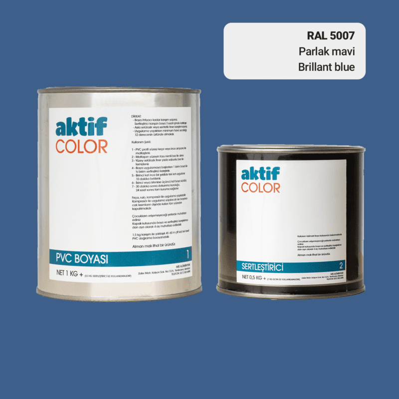 RAL 5007 - Parlak Mavi / Aktif Color Pvc Boyası (Pimapen Boyası) 1,5 Kg / Mor, Eflatun ve Mavi Tonlar