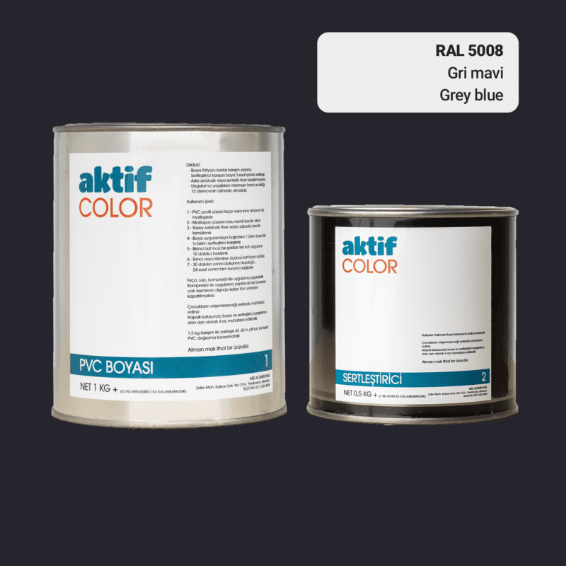 RAL 5008 - Gri Mavi / Aktif Color Pvc Boyası (Pimapen Boyası) 1,5 Kg / Mor, Eflatun ve Mavi Tonlar