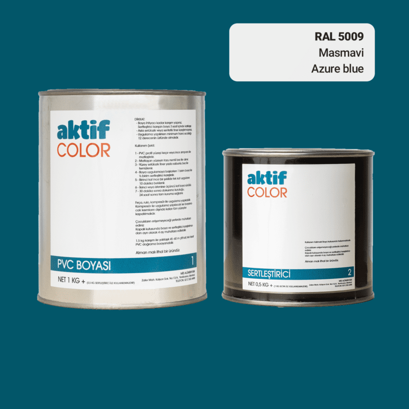 RAL 5009 - Masmavi / Aktif Color Pvc Boyası (Pimapen Boyası) 1,5 Kg / Mor, Eflatun ve Mavi Tonlar