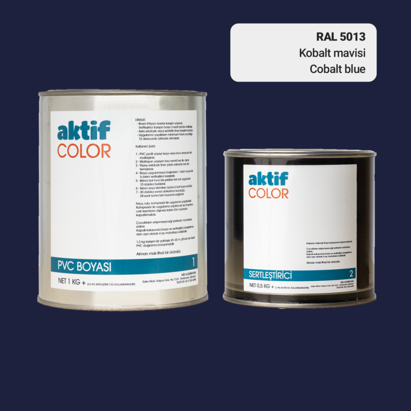 RAL 5013 - Kobalt Mavisi / Aktif Color Pvc Boyası (Pimapen Boyası) 1,5 Kg / Mor, Eflatun ve Mavi Tonlar