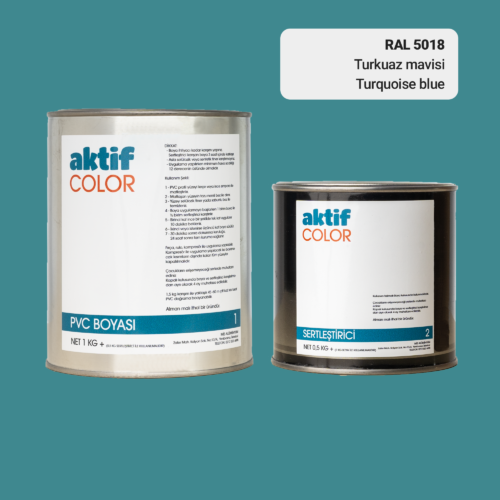 RAL 5018 - Turkuaz Mavisi / Aktif Color Pvc Boyası (Pimapen Boyası) 1,5 Kg / Mor, Eflatun ve Mavi Tonlar