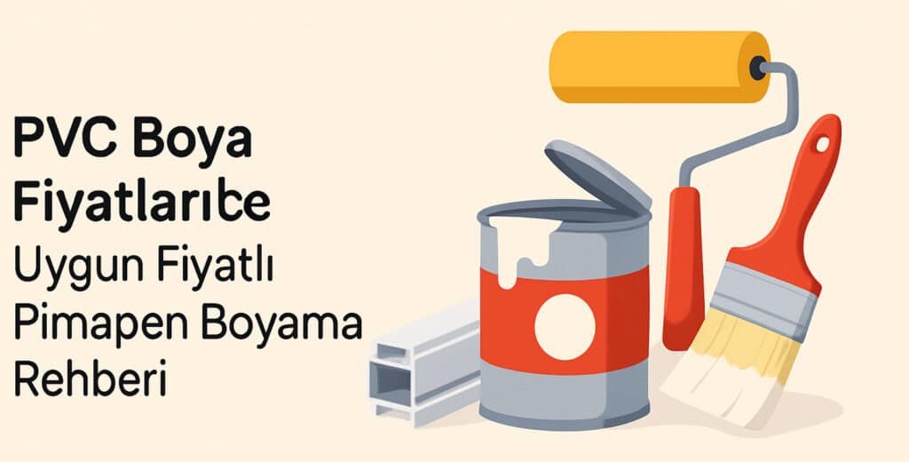 PVC boya kovası, boya fırçası, rulo ve pimapen profil içeren 2025 fiyat rehberi kapak görseli